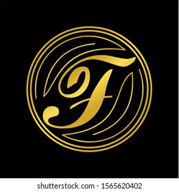 Gold Elegant letter F free
