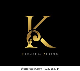 Gold Elegant Letter K Graceful Royal Stock Vector (Royalty Free ...