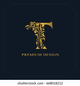 Gold Elegant Letter F Graceful Style Stock Vector (Royalty Free) 667547275
