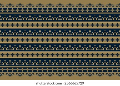 Gold Elegant Ornamental Damask Pattern with Floral Motifs on Blue Background,.Vector Illustration for Elegant Textile design for wrapping,dress, silk, scarf, background, textile, batik,carpet.