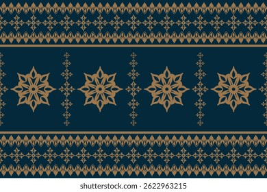 Patrón ornamental elegante del damasco del oro con los motivos florales en el fondo azul,. Ilustración vectorial para el diseño elegante de la materia textil para envolver, vestido, seda, bufanda, fondo, materia textil, alfombra.