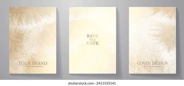 Gold elegant set vector texture background for cover design, card, flyer, poster, invitation, brochure, booklet and menu. Golden premium modern background.