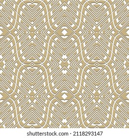 Gold elegant wavy greek seamless pattern. Vector greek meanders Deco background. Repeated waves backdrop. Geometric beautiful ornate gold ornaments. Modern abstract decorative design. Endless texture.