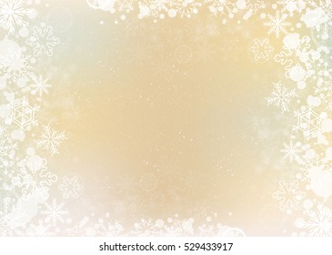 Gold Elegant Winter Background With The Snowflake Border