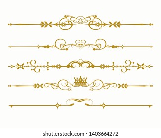 Gold elements on a white background. Decorative elements in vintage style are perfect for any purpose. Old-fashioned art design. Graphic design vector