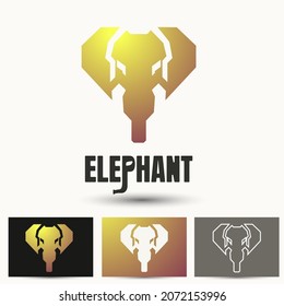 Logotipo de elefante dorado con colección de diseño simple y elegante