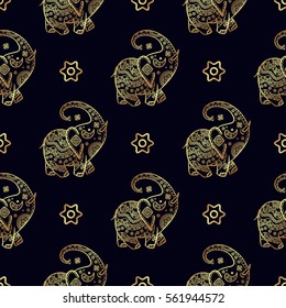 Gold elephant seamless pattern. Texture for scrapbooking, wrapping paper, textiles, home decor, skins smartphones, website, web page, textile wallpapers, surface design, fashion, wallpaper
