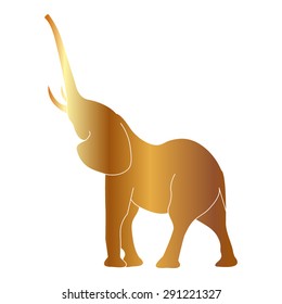 Gold elephant silhouette. Vector
