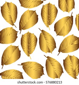 Gold elm leaf pattern vector