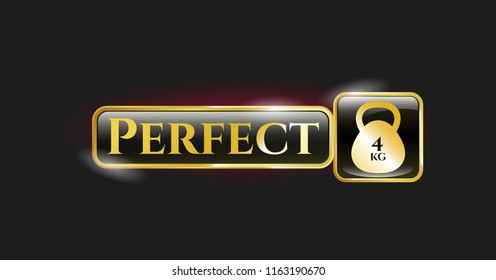  Gold emblem with 4kg kettlebell icon and Perfect text inside