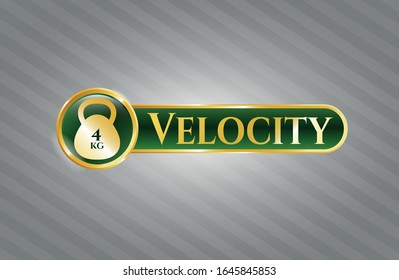  Gold emblem with 4kg kettlebell icon and Velocity text inside