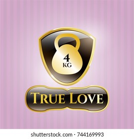  Gold emblem with 4kg kettlebell icon and True Love text inside