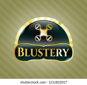  Gold emblem with air drone icon and Blustery text inside