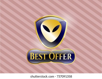  Gold emblem with alien icon and Best Offer text inside