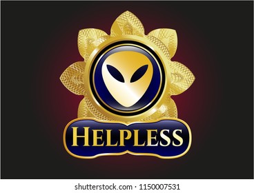  Gold emblem with alien icon and Helpless text inside