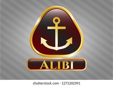  Gold emblem with anchor icon and Alibi text inside