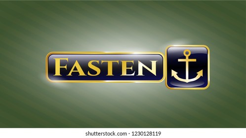  Gold emblem with anchor icon and Fasten text inside