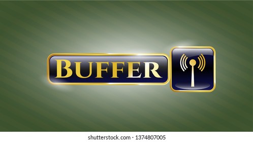  Gold emblem with antenna signal icon and Buffer text inside