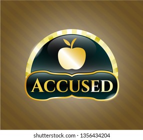  Gold emblem with apple icon and Accused text inside
