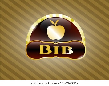  Gold emblem with apple icon and Bib text inside