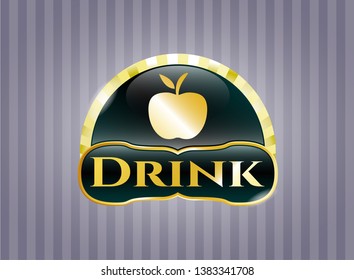  Gold emblem with apple icon and Drink text inside