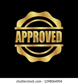 gold emblem with approved text inside.label,sticker,seal.