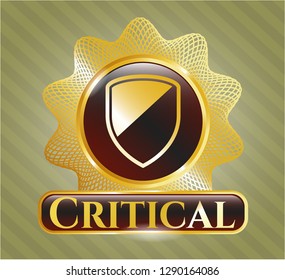  Gold emblem with armor icon and Critical text inside