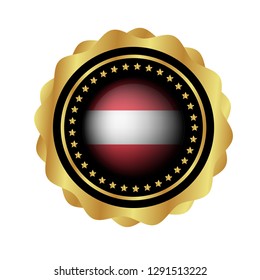 gold emblem with austria flag. austria premium quality badge.gold made in austria label.