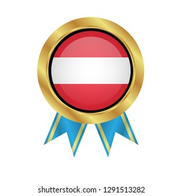 gold emblem with austria flag. austria premium quality badge.gold made in austria label.