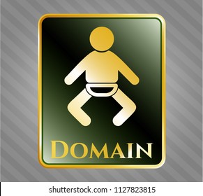  Gold emblem with baby icon and Domain text inside