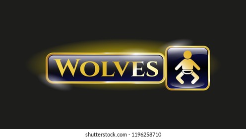  Gold emblem with baby icon and Wolves text inside