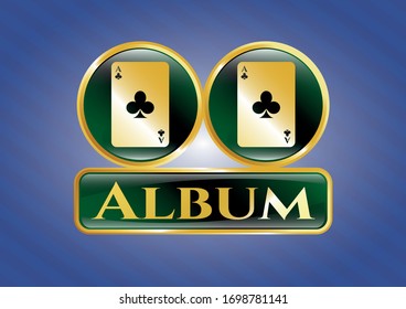  Gold emblem or badge with ace of clover icon and Album text inside