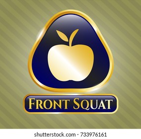  Gold emblem or badge with apple icon and Front Squat text inside