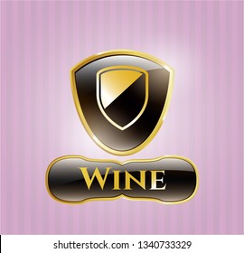  Gold emblem or badge with armor icon and Wine text inside