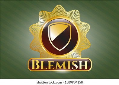  Gold emblem or badge with armor icon and Blemish text inside