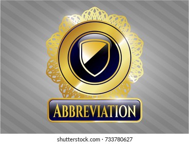  Gold emblem or badge with armor icon and Abbreviation text inside