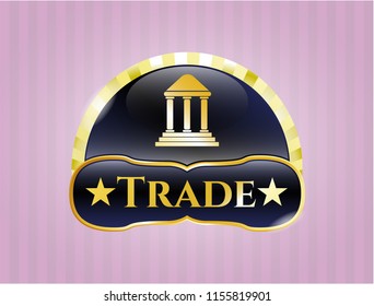  Gold emblem or badge with bank icon and Trade text inside