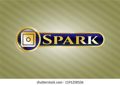  Gold emblem or badge with bank safe icon and Spark text inside