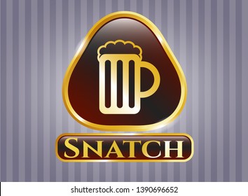  Gold emblem or badge with beer jar icon and Snatch text inside