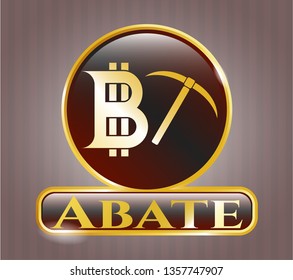  Gold emblem or badge with bitcoin mining icon and Abate text inside