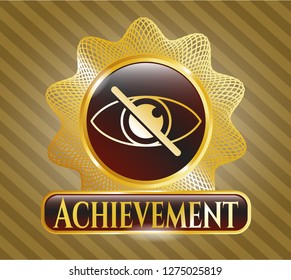  Gold emblem or badge with blind icon and Achievement text inside