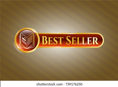  Gold Emblem Or Badge With Book Icon And Best Seller Text Inside