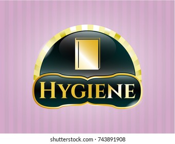  Gold emblem or badge with book icon and Hygiene text inside
