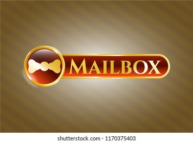  Gold emblem or badge with bow tie icon and Mailbox text inside
