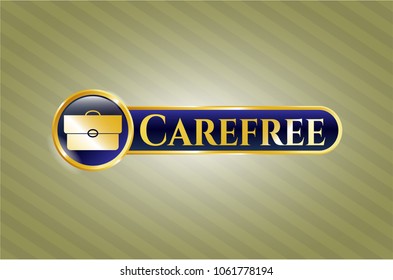  Gold emblem or badge with briefcase icon and Carefree text inside