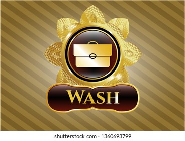  Gold emblem or badge with briefcase icon and Wash text inside