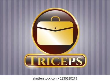  Gold emblem or badge with business briefcase icon and Triceps text inside