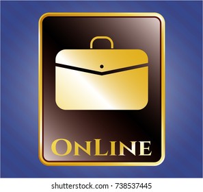  Gold emblem or badge with business briefcase icon and Online text inside