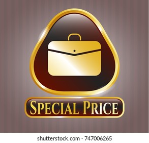  Gold emblem or badge with business briefcase icon and Special Price text inside