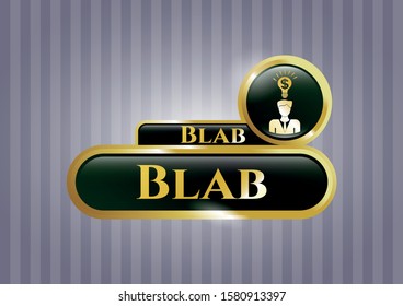  Gold emblem or badge with business idea icon and Blab text inside